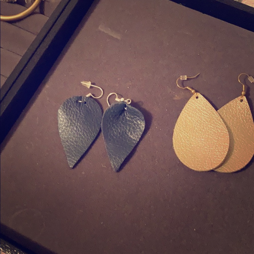 New Leather tear drop earrings